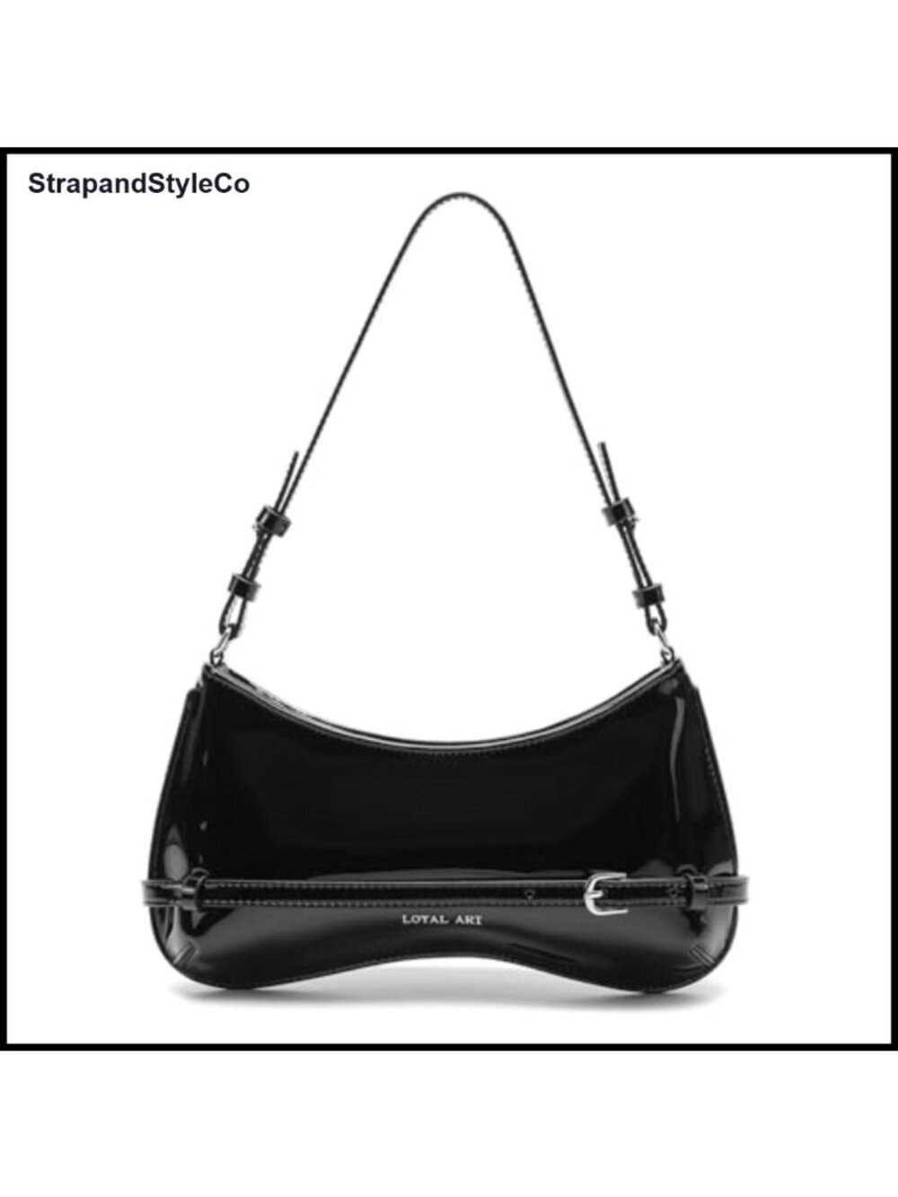 Patent Leather Shoulder Bag Small Underarm Purse Zipper Closure Women